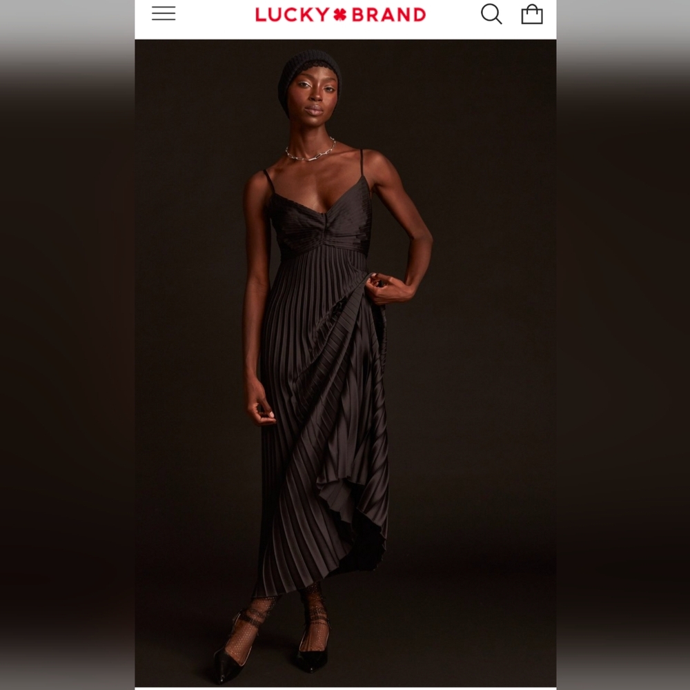 Lucky Brand Pleated Party Midi Dress Size L
